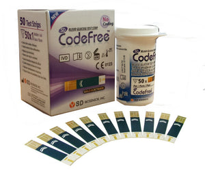 50 Strips - SD Codefree Blood Glucose Monitor/Monitoring Test/Testing Kit Replacement Strips